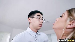 Lustful XXX mom sits on nerdy stepson's face to get her pussy licked