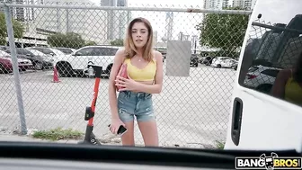 Brazilian babe agrees to get into the Bang Bus to have XXX session