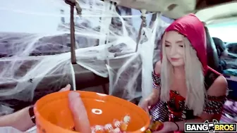 On Halloween Little Red Riding Hood finds cock among sweets in XXX van