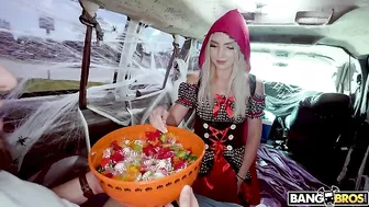On Halloween Little Red Riding Hood finds cock among sweets in XXX van