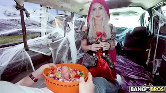 On Halloween Little Red Riding Hood finds cock among sweets in XXX van