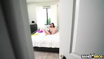 Neighbor enters room to take part in the skinny's XXX masturbation