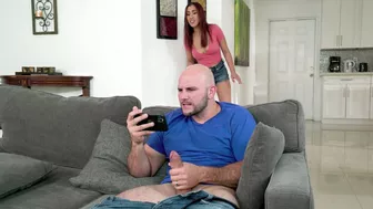 XXX whore finds stepbrother masturbating and gives him a blowjob