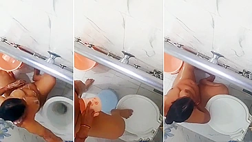 Hidden camera is set in the bathroom to film caught video of Indian