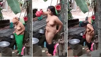 Bodacious Indian woman takes a bath in the amateur caught video Bodacious Indian woman takes a bath in the amateur caught video