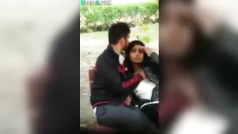 Delectable Indian girl sucks cock in park and is caught by voyeur