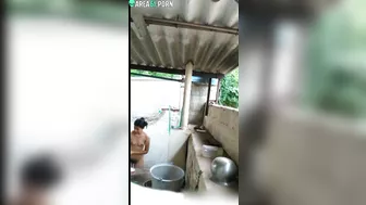 Neighbor sneakily films caught video of Indian girl taking a shower