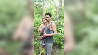 Naked Indian wife and her fuck buddies are caught in the forest