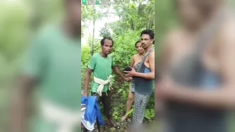 Naked Indian wife and her fuck buddies are caught in the forest