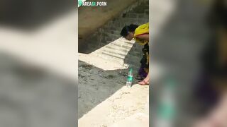 Mustached man fucks Indian lover from behind before they are caught