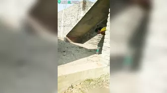 Mustached man fucks Indian lover from behind before they are caught