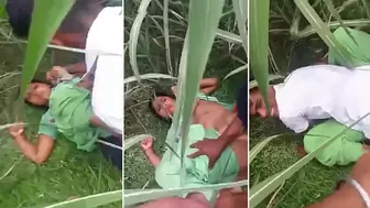 Friends caught Indian girl masturbating and decided to use her cunt