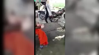 Old Indian man with white beard and bhabhi caught on the phone camera Old Indian man with white beard and bhabhi caught on the phone camera