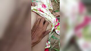 Horny Indian lovers hide in grass to have sex and film caught video