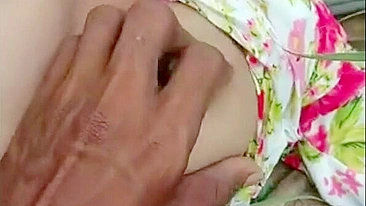 Horny Indian lovers hide in grass to have sex and film caught video