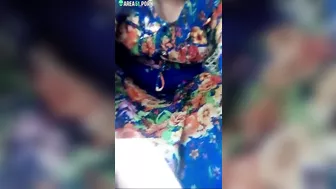 Chubby Indian webcam model in floral dress shows cunt in caught video