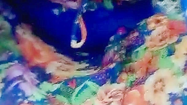 Chubby Indian webcam model in floral dress shows cunt in caught video