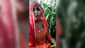 Caught video where Indian aunty is going to masturbate in cornfield