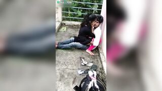 Girl rides Indian lover's cock and runs away after they are caught