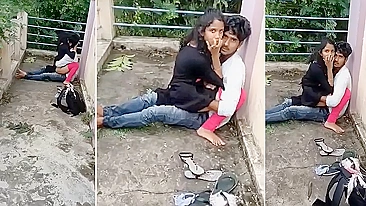 Girl rides Indian lover's cock and runs away after they are caught