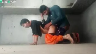 Clothed guy penetrates Indian girl's pussy from behind in caught video