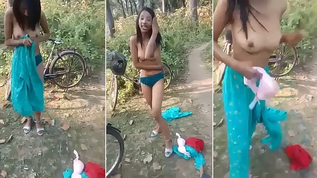 Indian Voyeur Boobs - Female bicyclist tries to cover boobs when she is caught by Indian voyeur |  AREA51.PORN