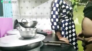 Housewife tries to cook but Indian husband fucks her in caught video