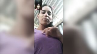 Married Indian girl shows lover nice tits and fears to be caught