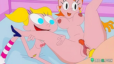 Busty bitch fuck in the Dexter's laboratory, 3D cartoon