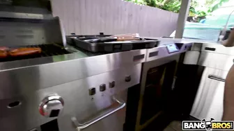 XXX sex of petite Latina teen with round boobs and friend in kitchen