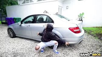 MILF in red stockings is drilled by black XXX fucker from next door