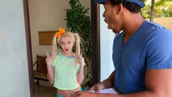 Black XXX man penetrates the short white babe with cute ponytails Black XXX man penetrates the short white babe with cute ponytails