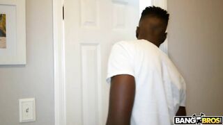 Girl sucks her black XXX lover's cock and has vaginal sex on camera