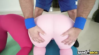 MILFs in tight leggings are penetrated by XXX hung fitness instructor