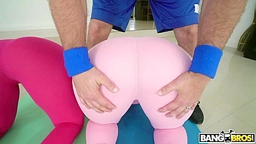 MILFs in tight leggings are penetrated by XXX hung fitness instructor