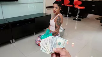 Maid sucks dick and lends pussy for XXX fucking for sake of dream cash