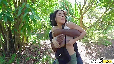 Latina banged outdoors by masked intruder who has big XXX anaconda
