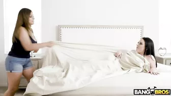 Busty stunner shares BF's XXX cock with chesty Latina stepsister