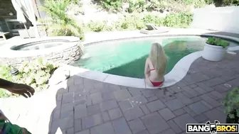 Lovely blonde happily penetrated with stud's massive black XXX dick