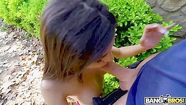 Joyful brunette doesn't mind riding thick XXX phallus in public