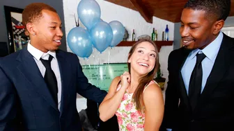 Chick celebrates birthday by having XXX threeway with black studs