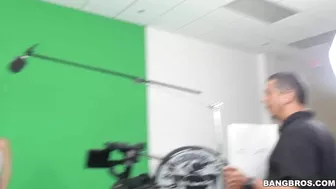 XXX video where black guy fucks sister with chroma key in background