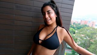 Teen Latina teases with huge XXX breasts and takes cock at casting