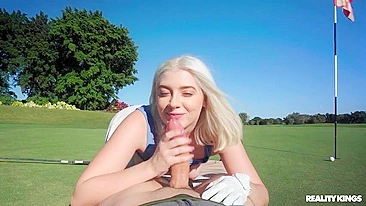 Man films XXX sex with blonde chick in middle of the golf course