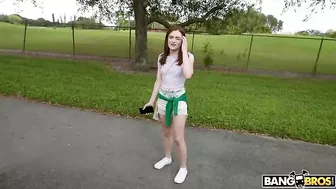 Guys on the XXX bus ask naughty questions to young mom in short shorts