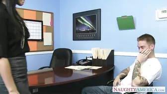 Boss mom hikes up her skirt and tells her employee to eat her XXX cunt