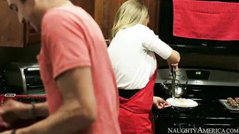 Kissing is one of the sweetest XXX desserts for the blonde mom