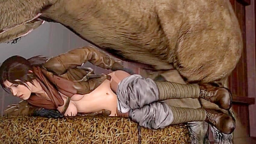3D XXX cartoon - Lara Croft having sex in the barn with horse