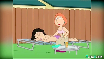 3D XXX cartoon! Sexy Lois Griffin and Bonnie in lesbian sex on outdoor