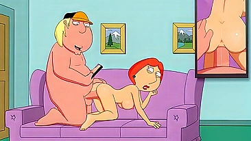 3D XXX cartoon! Milf Lois Griffin they get horny watching porn movies